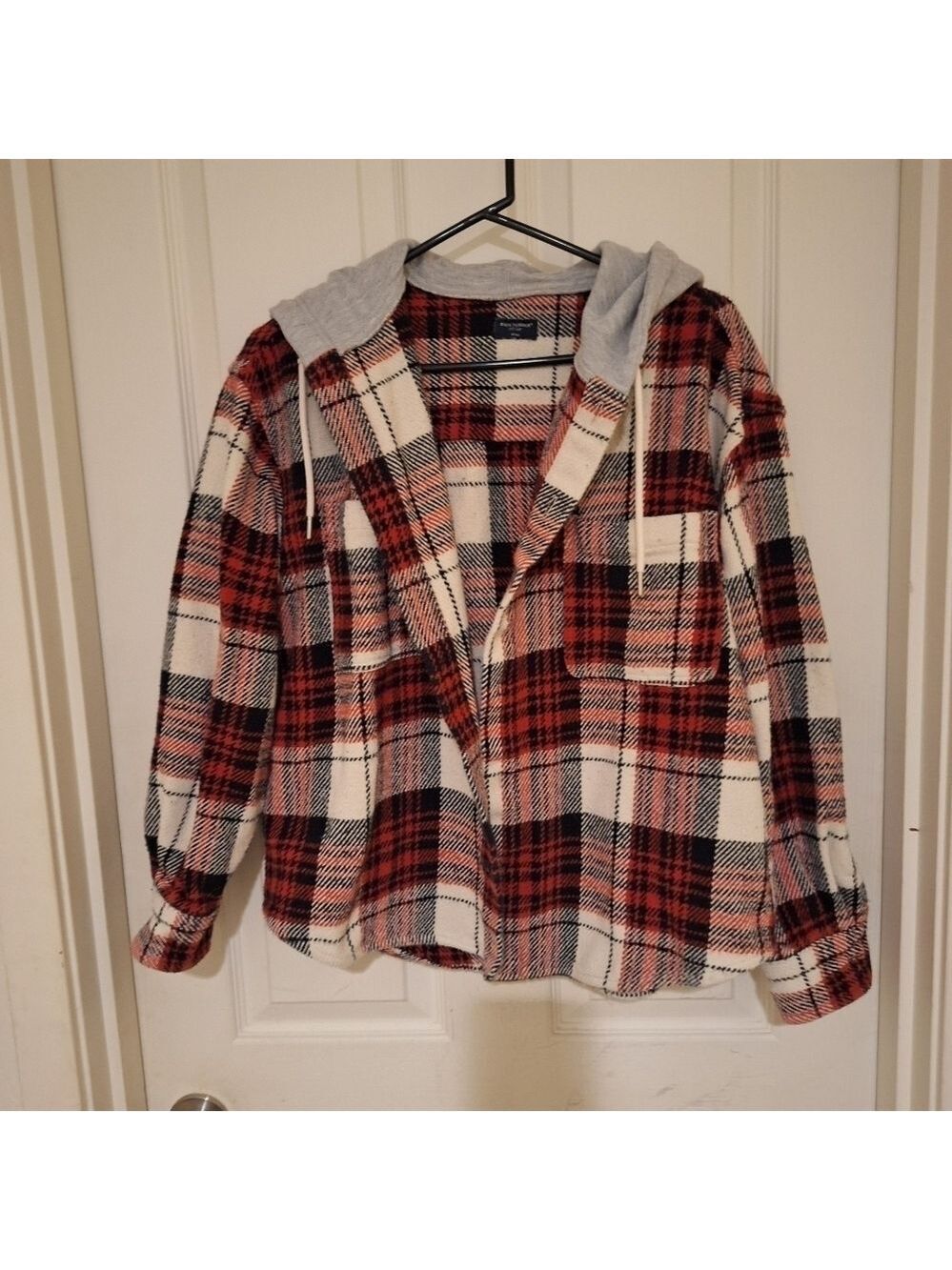 Black Flannel Hooded Shirt